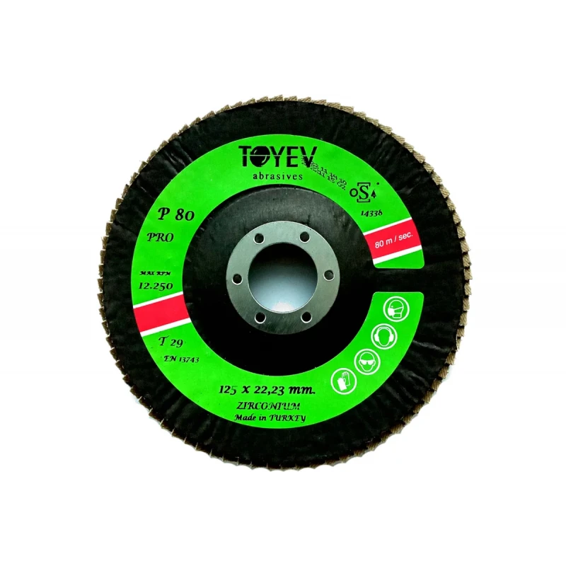 Круг лепестковый торцевой ZIRCONIUM (125x22 мм; P80) Toyev 005525