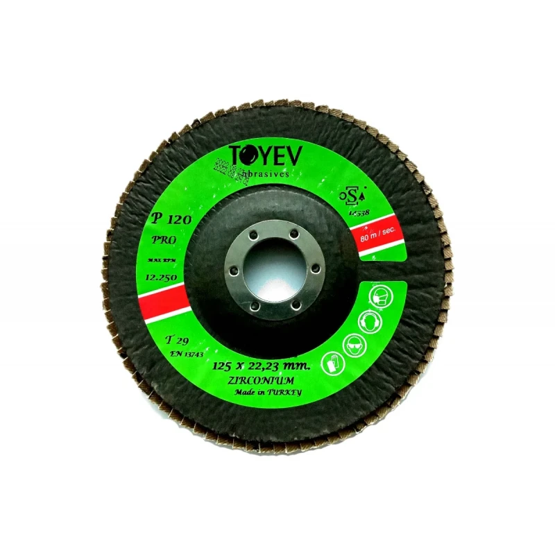 Круг лепестковый торцевой Toyev FGB КЛТ2 ZIRCONIUM-PRO 125x22 P120 (5шт/упак) цирконий 101191
