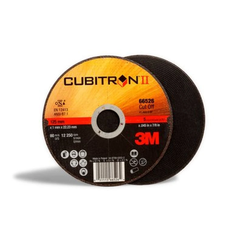 3M™ Cubitron™ II Отрезной Круг T41, 125 мм x 1,6 мм x 22,23 мм, A 36 S BF, 25 шт/уп, № 65455